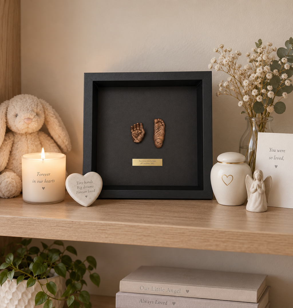 Ink Print Keepsake - Your Baby's Hand or Footprints as a Framed 3D Sculpture
