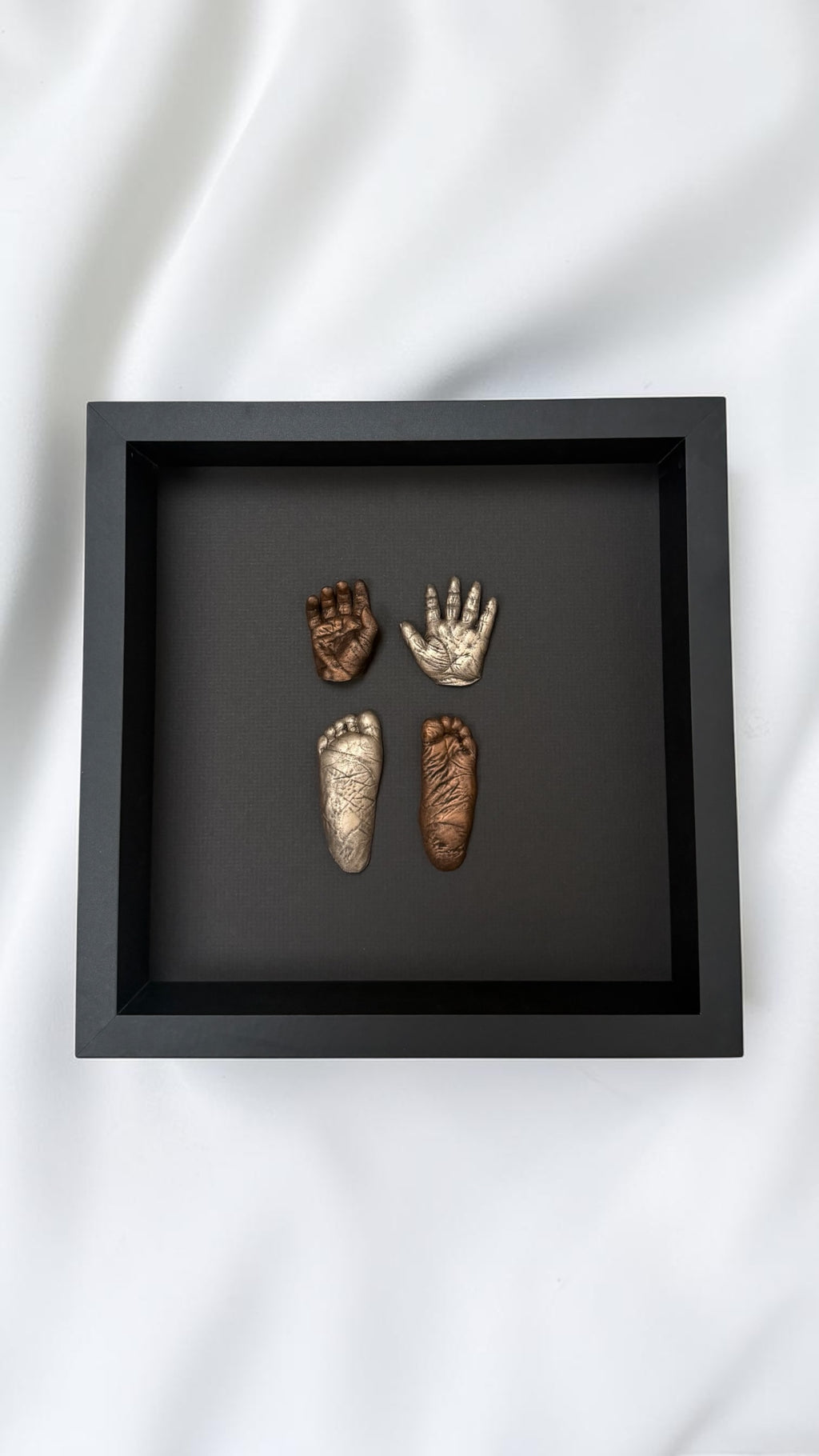Ink Print Keepsake - Your Baby's Hand or Footprints as a Framed 3D Sculpture
