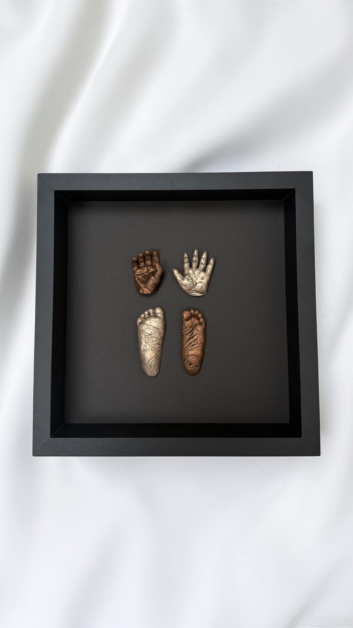 Ink Print Keepsake - Your Baby's Hand or Footprints as a Framed 3D Sculpture