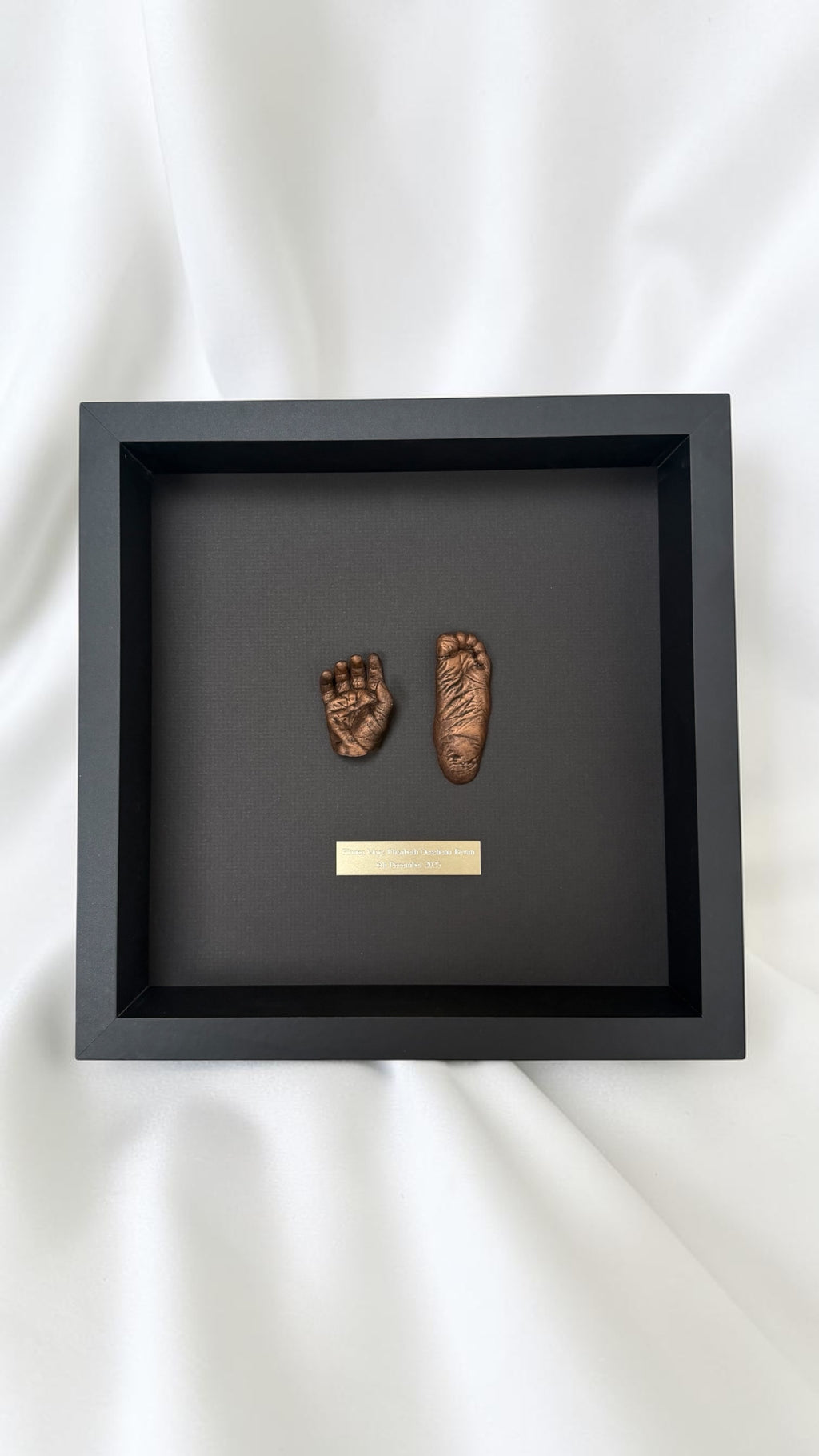 Ink Print Keepsake - Your Baby's Hand or Footprints as a Framed 3D Sculpture